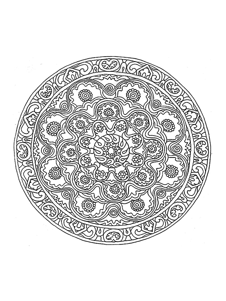 Complex Mandala template to print off and colour in. A luxuriant vegetation invades this magnificent Mandala, give it life without delay. Still your mind : this step is essential to get the most out of coloring to reduce your stress.